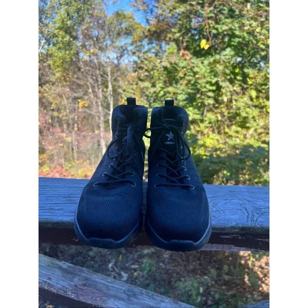 Ronashoes Men’s Steel Toe/Light Weight Tweed Work Boots Black Sz 12